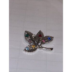 Anson Sterling Pin 8 Stones. 1 Stone Missing At Stem Top